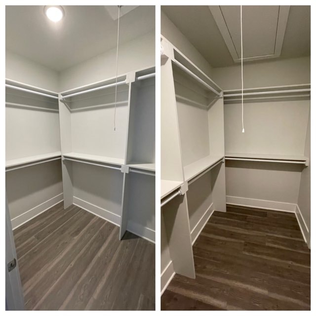 Before & after — walk-in closet shelving system installation