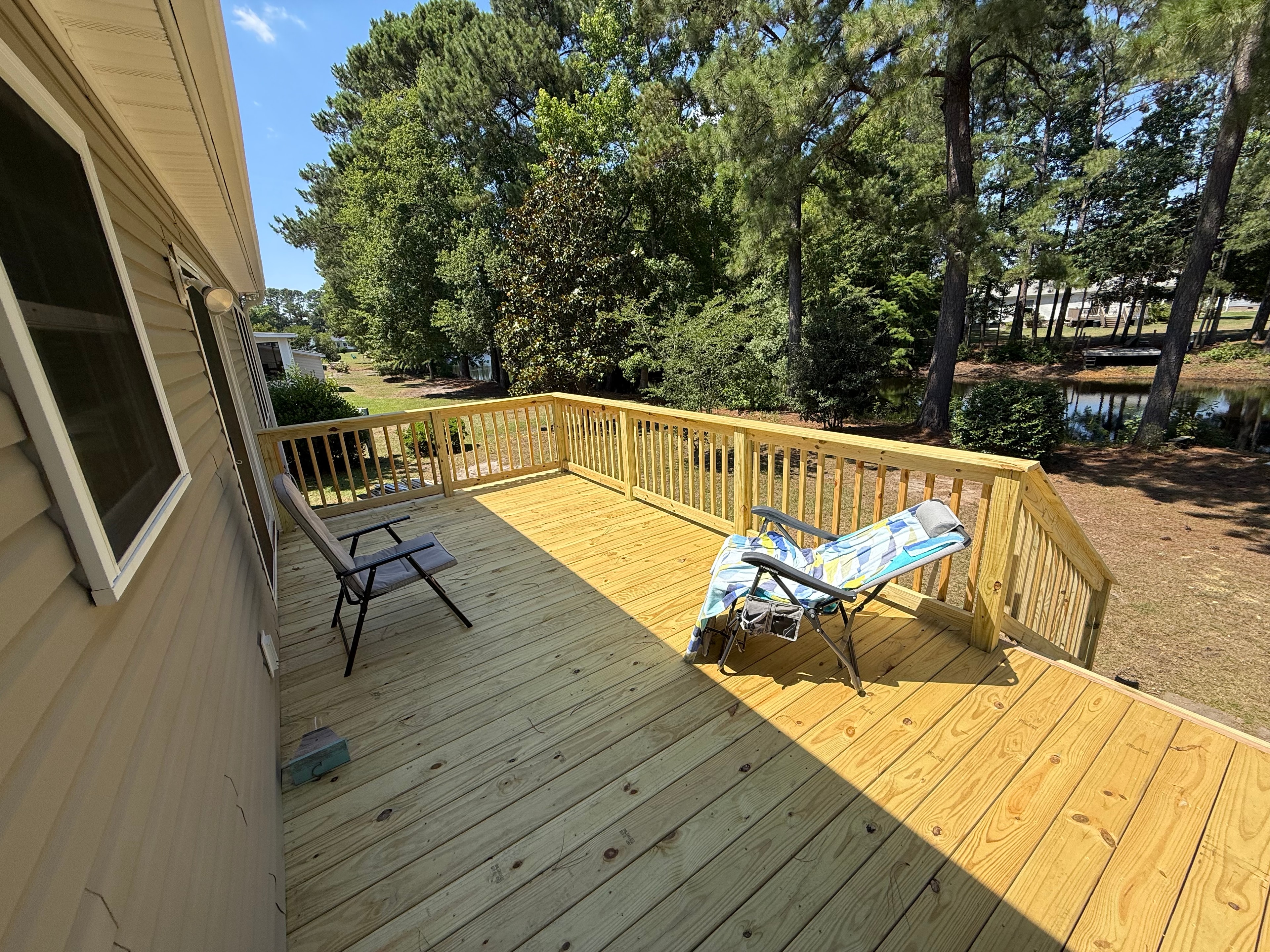 Completed deck with waterfront view