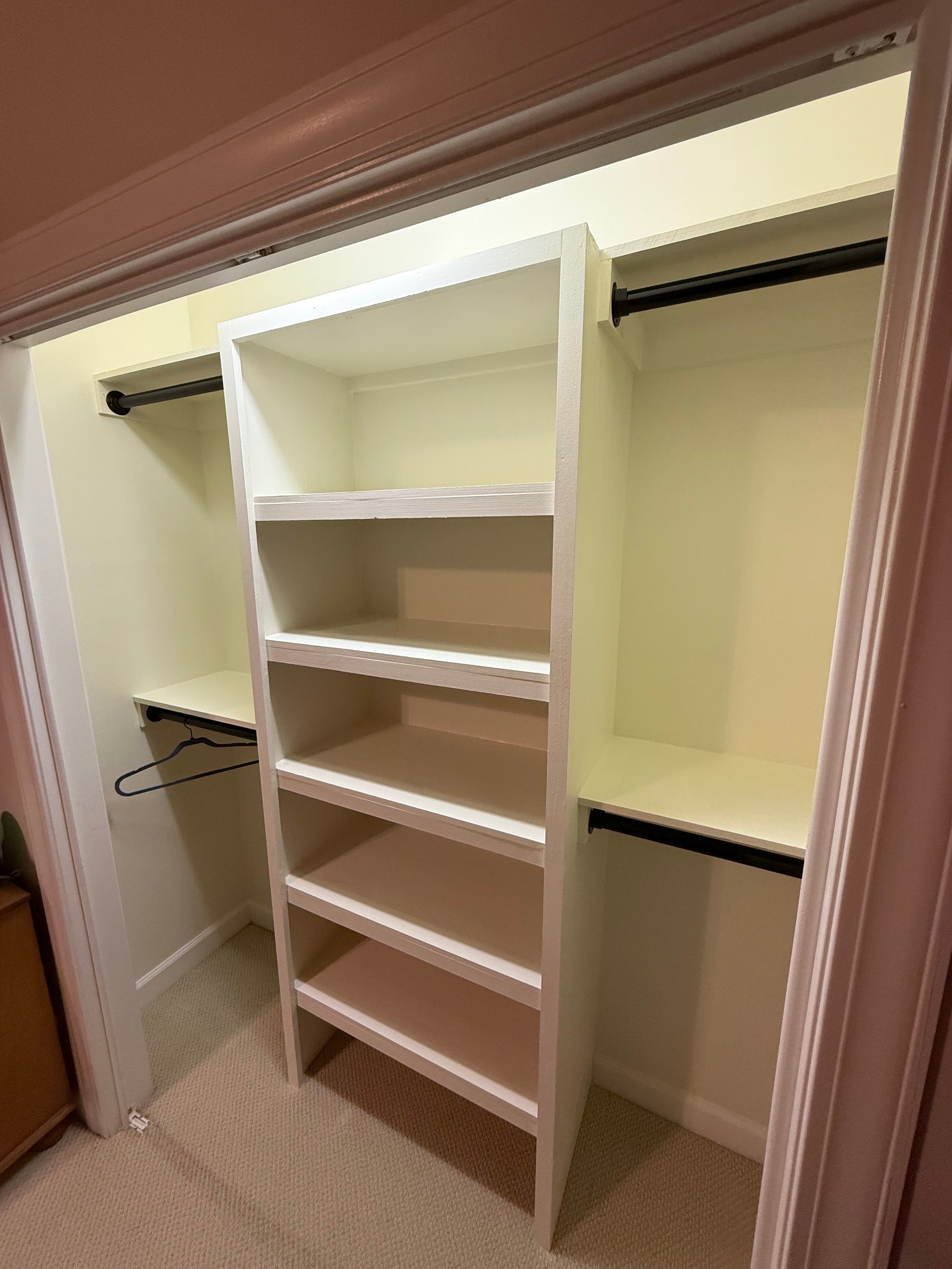 Custom built-in shelving with lighting